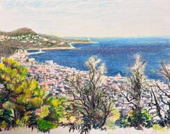 Große 1970er Jahre Französisch Impressionist Pastell Côte d'Azur Nizza Landschaft