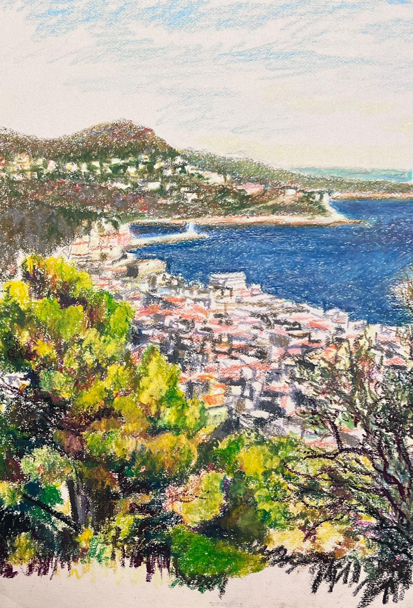 Large 1970's French Impressionist Pastel Côte d'Azur Nice Landscape For Sale 2