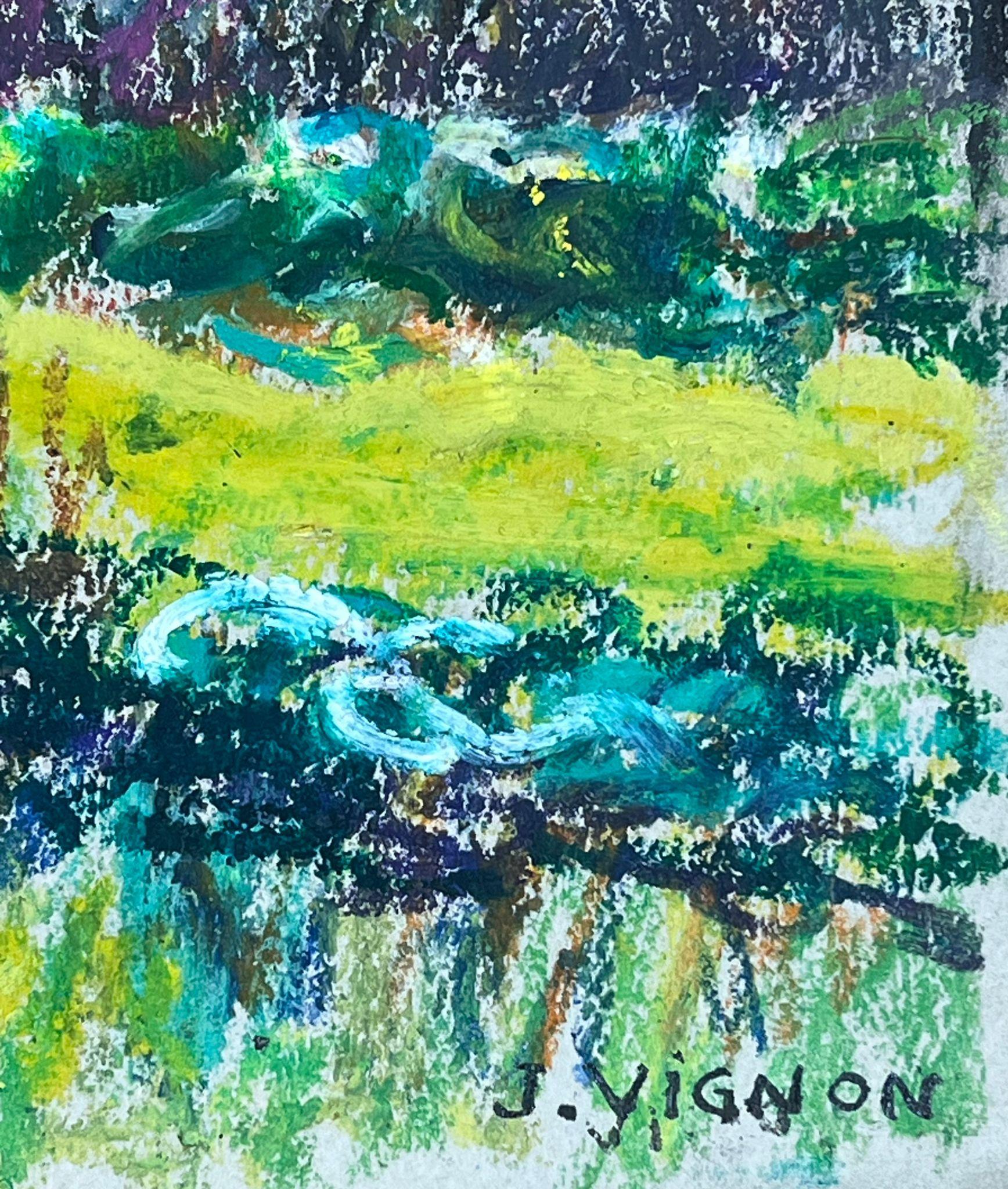 Large 1970's French Impressionist Pastel The Lake of Castillon Provence For Sale 1