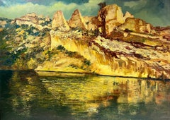 Vintage Large Mid Century French Post Impressionist Signed Oil Shimmering Light Provence