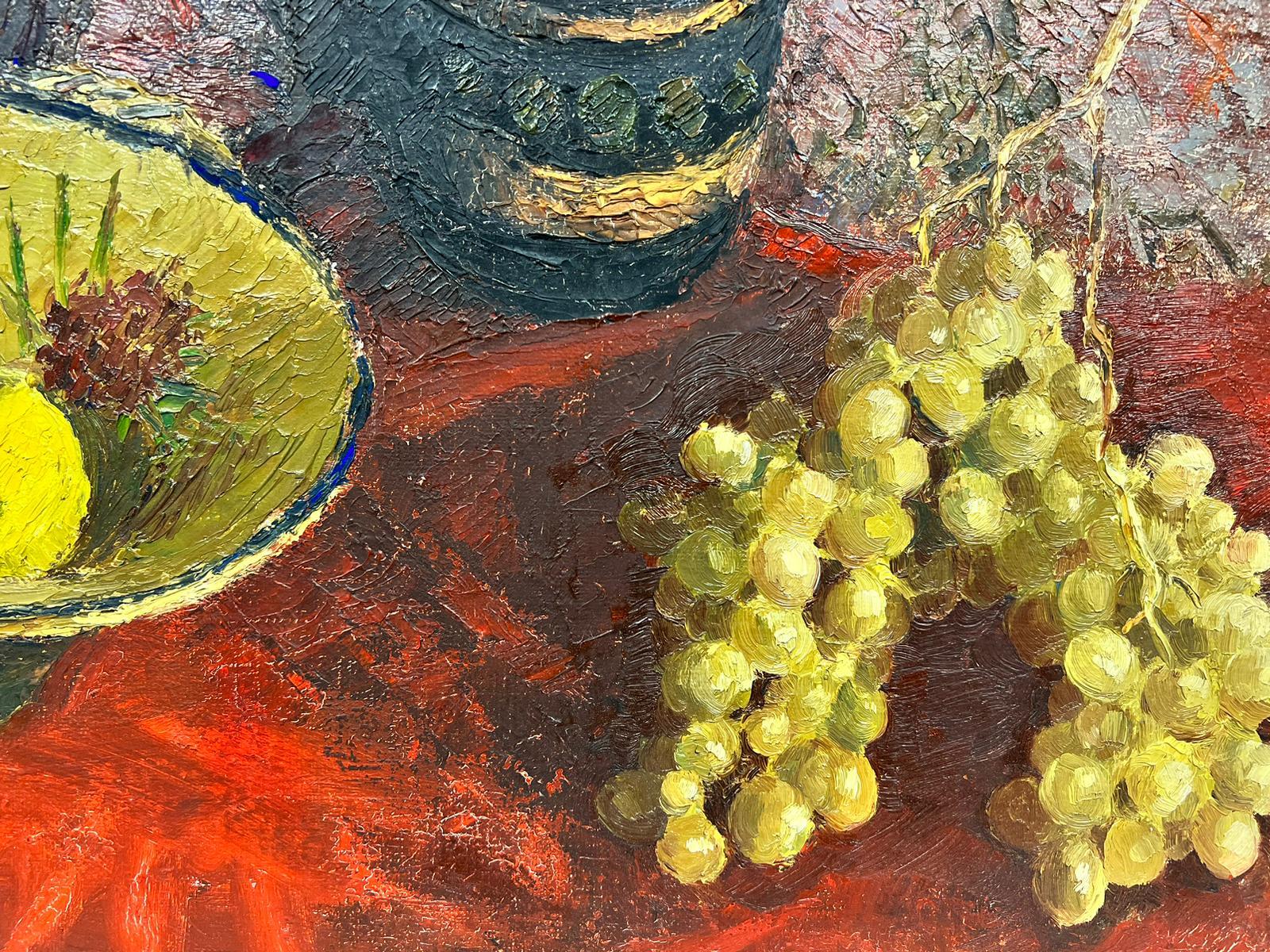 Zitronen und Trauben Interieur Stillleben Impressionist Dickes Öl Impasto im Angebot 1