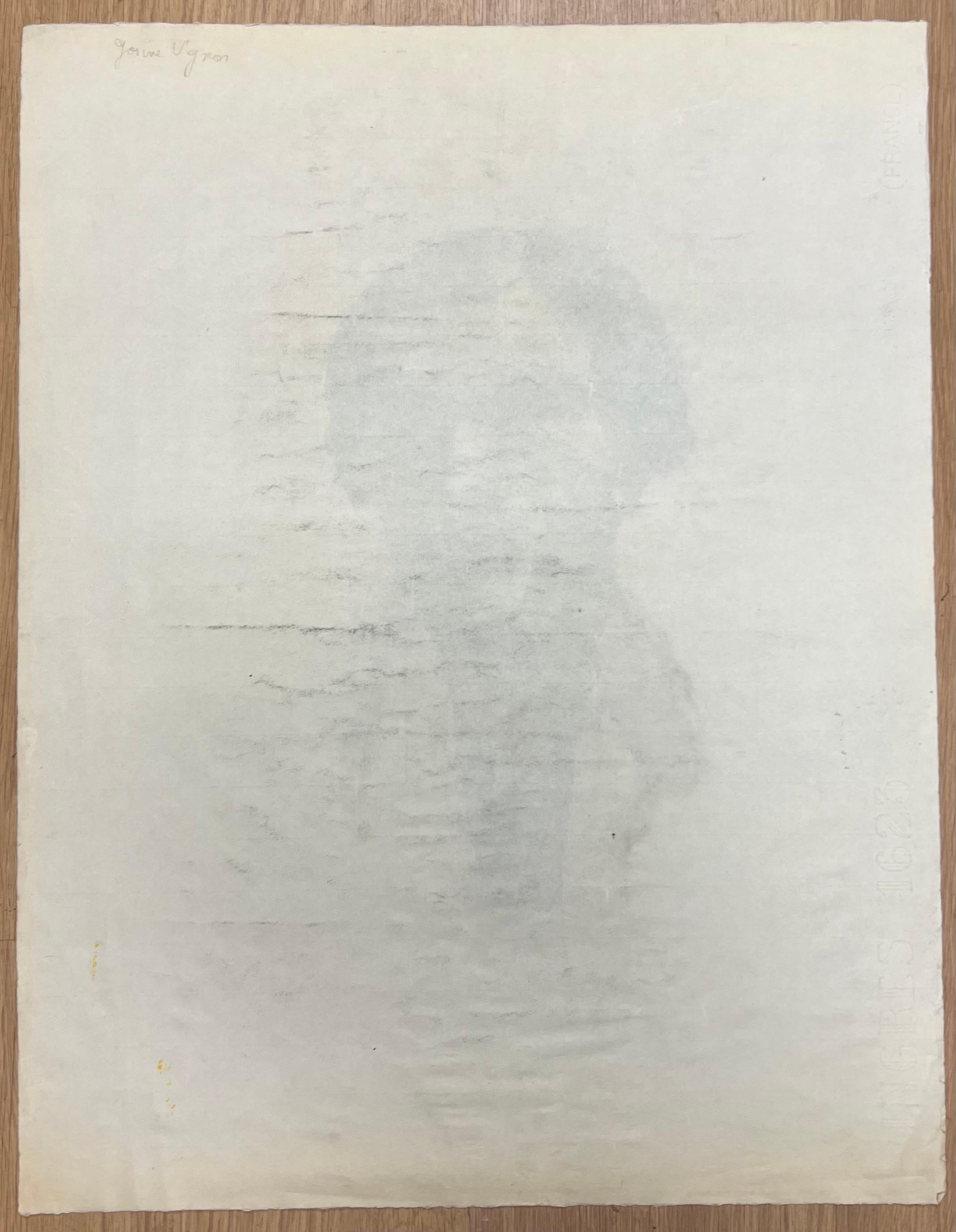 Mid Century French Drawing of a Portrait of a Woman with Braided Hair For Sale 1