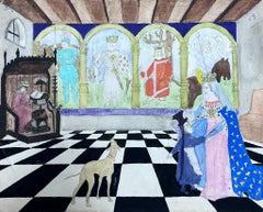 Ilustración francesa de mediados de siglo Boceto interior de reyes y reinas míticos