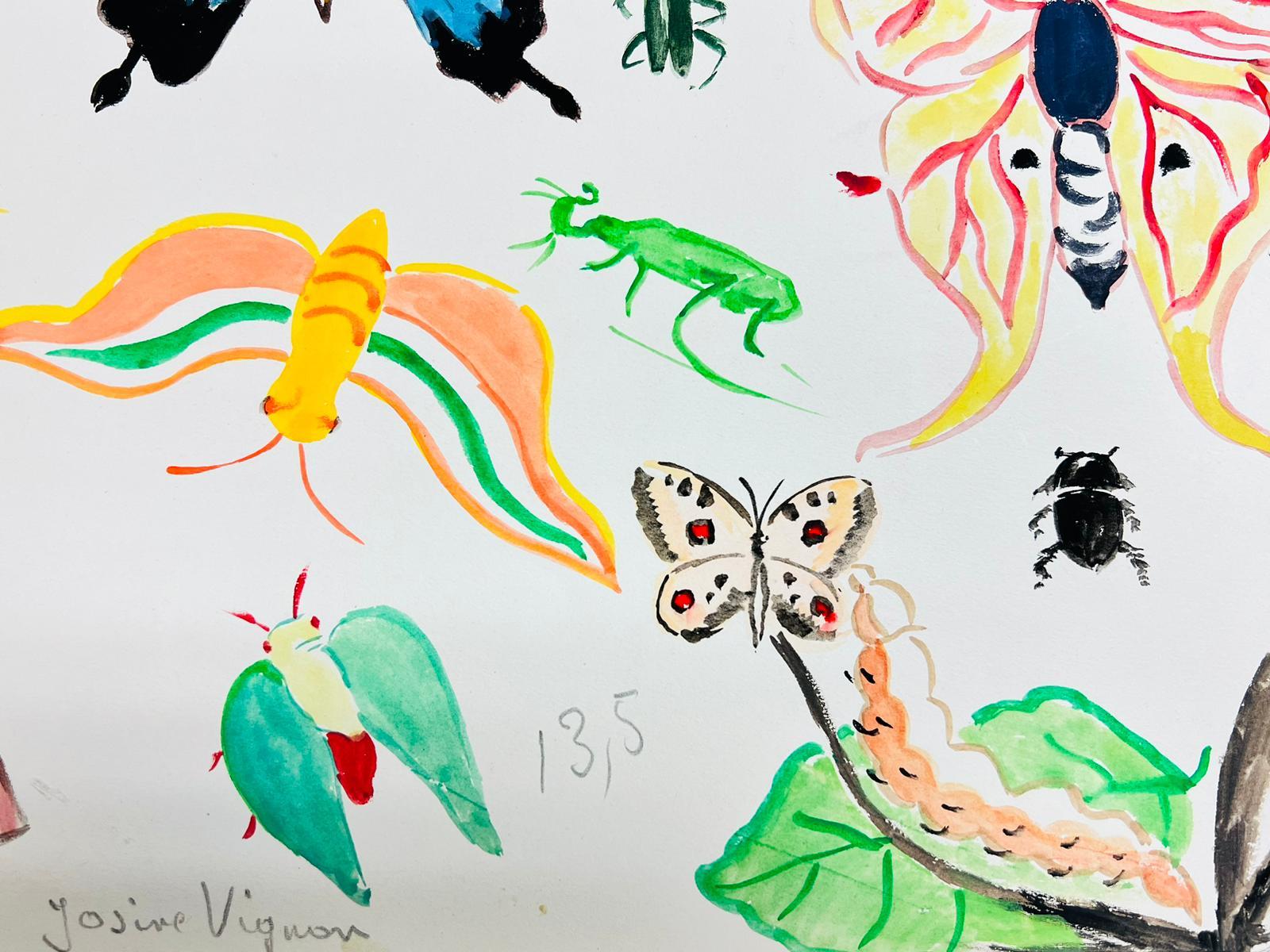 Schmetterlinge
von Josine Vignon (Französisch 1922-2022) 
unterzeichnet
Pastell/Aquarell auf Papier, ungerahmt
Gemälde: 13 x 19 Zoll
guter Zustand
Herkunft: aus dem Nachlass des Künstlers, Frankreich

Josine Vignon (1922-2022) war eine französische