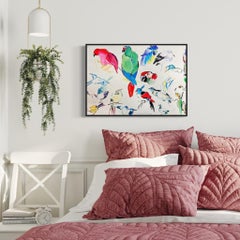 Mid Century French Illustration Sketches Of Vibrant Exotic Parrots