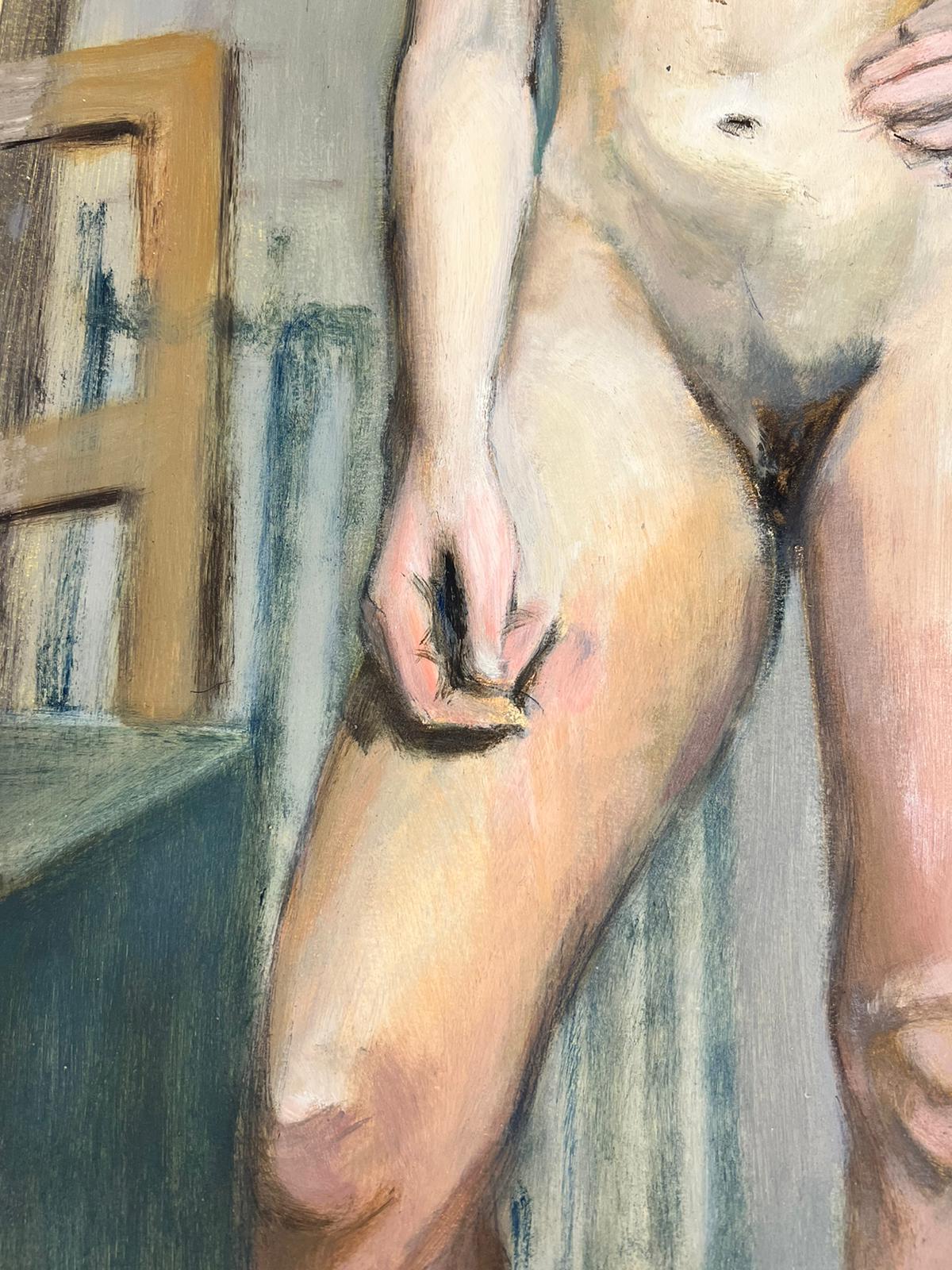 Peinture française du milieu du siècle dernier d'un nu possédé d'une femme  - Post-impressionnisme Painting par Josine Vignon