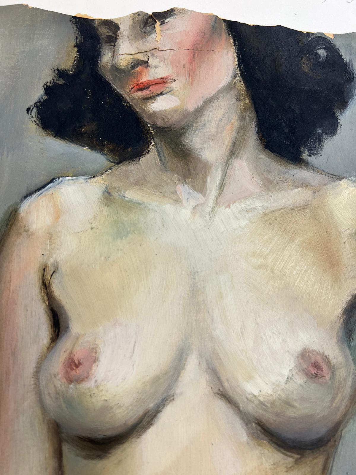 Peinture française du milieu du siècle dernier d'un nu possédé d'une femme  en vente 1