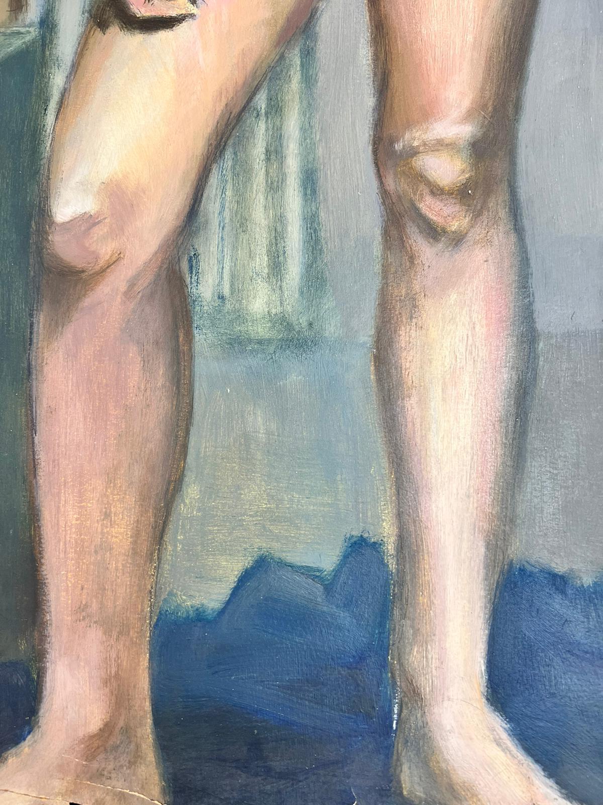 Peinture française du milieu du siècle dernier d'un nu possédé d'une femme  en vente 5