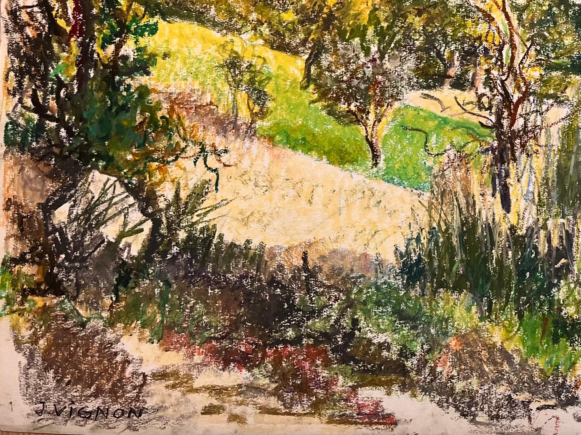 Dessin original français du milieu du siècle dernier représentant une scène de paysage montagneux en vente 1