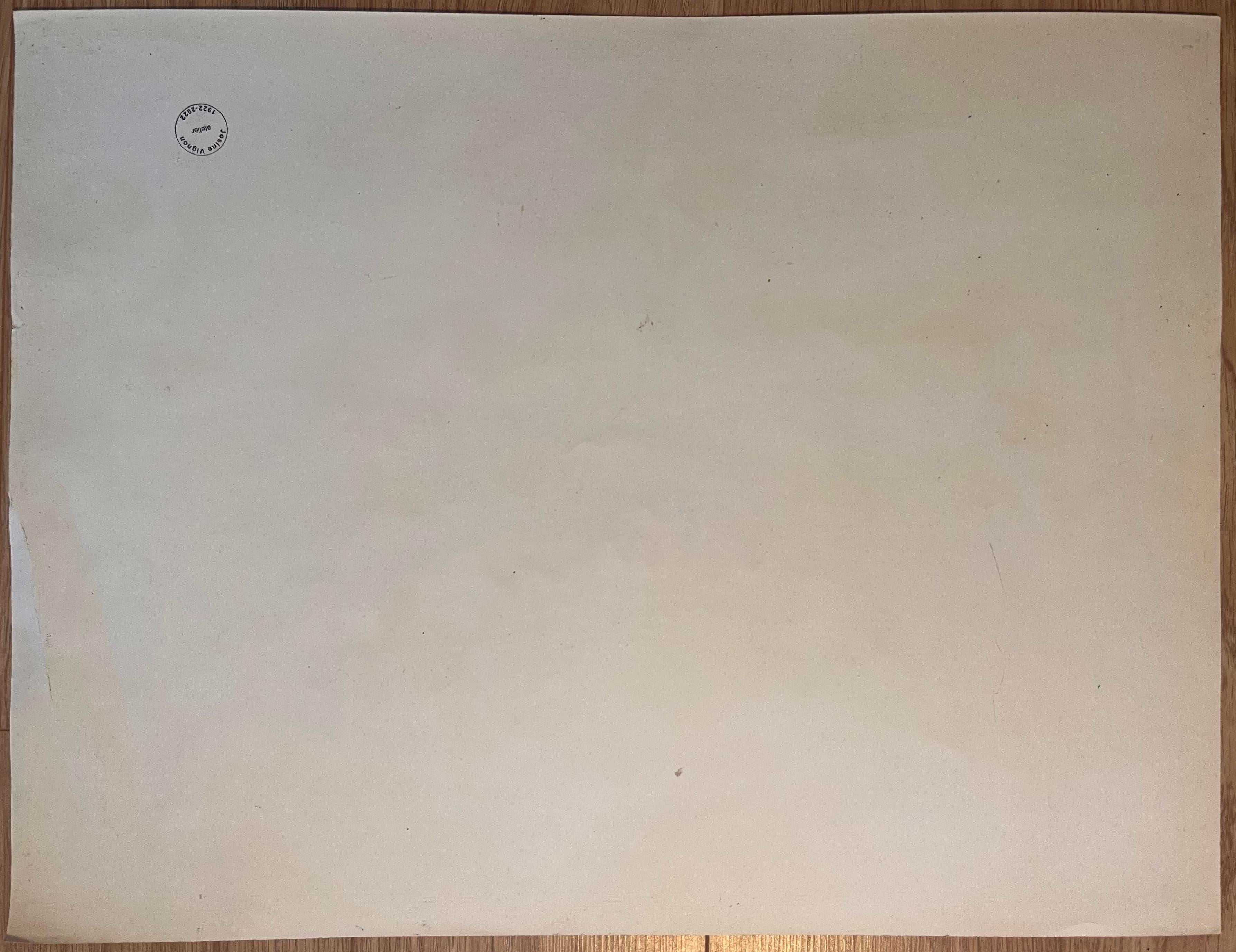 Dessin original français du milieu du siècle dernier représentant une scène de paysage montagneux en vente 3