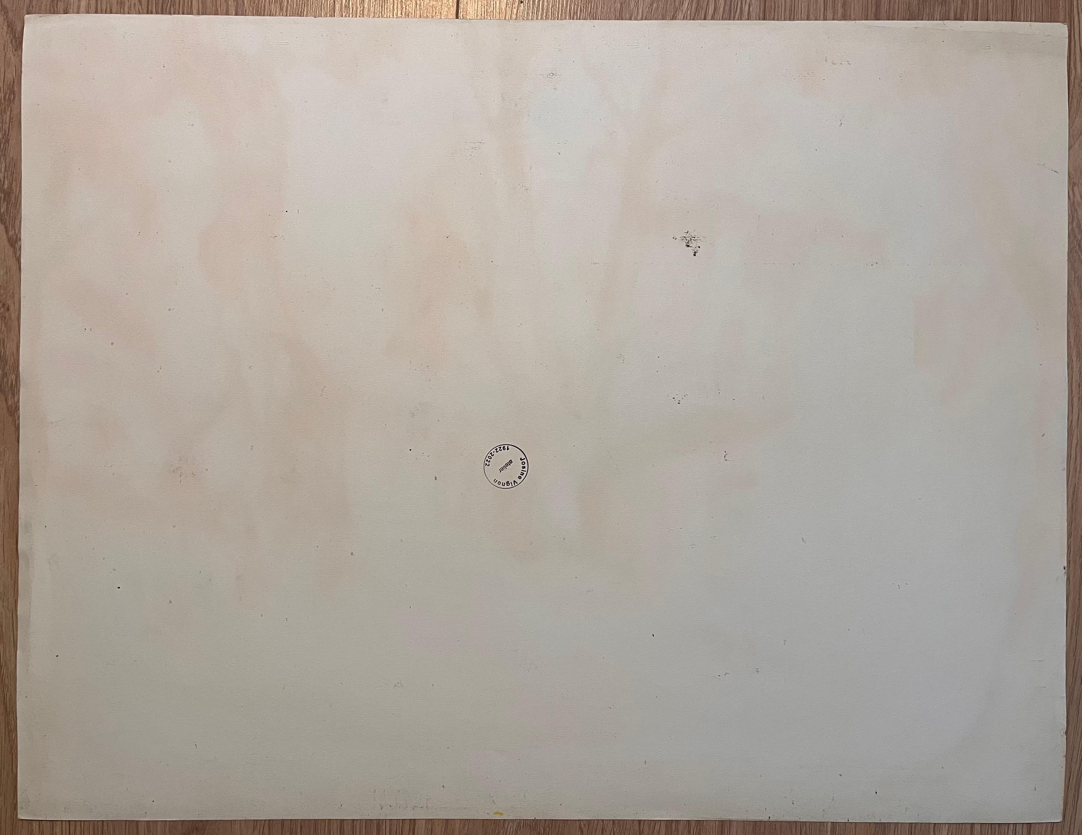 Dibujo al pastel original francés de mediados de siglo de una casa y un jardín rústicos en venta 2