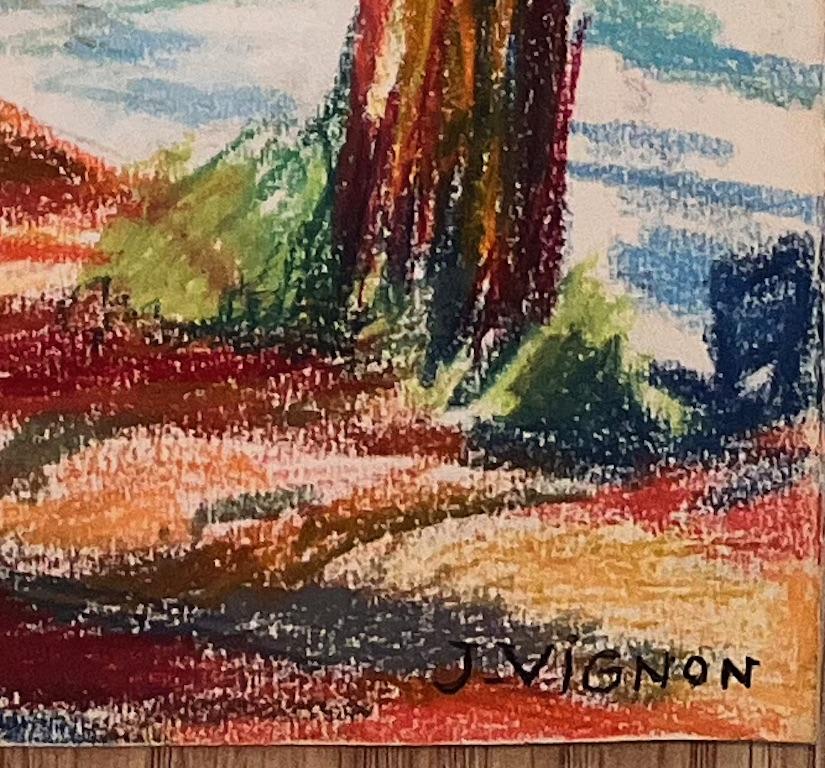 Pittura originale a pastello della metà del secolo scorso raffigurante una vista costiera rocciosa a Le Trayas in vendita 2