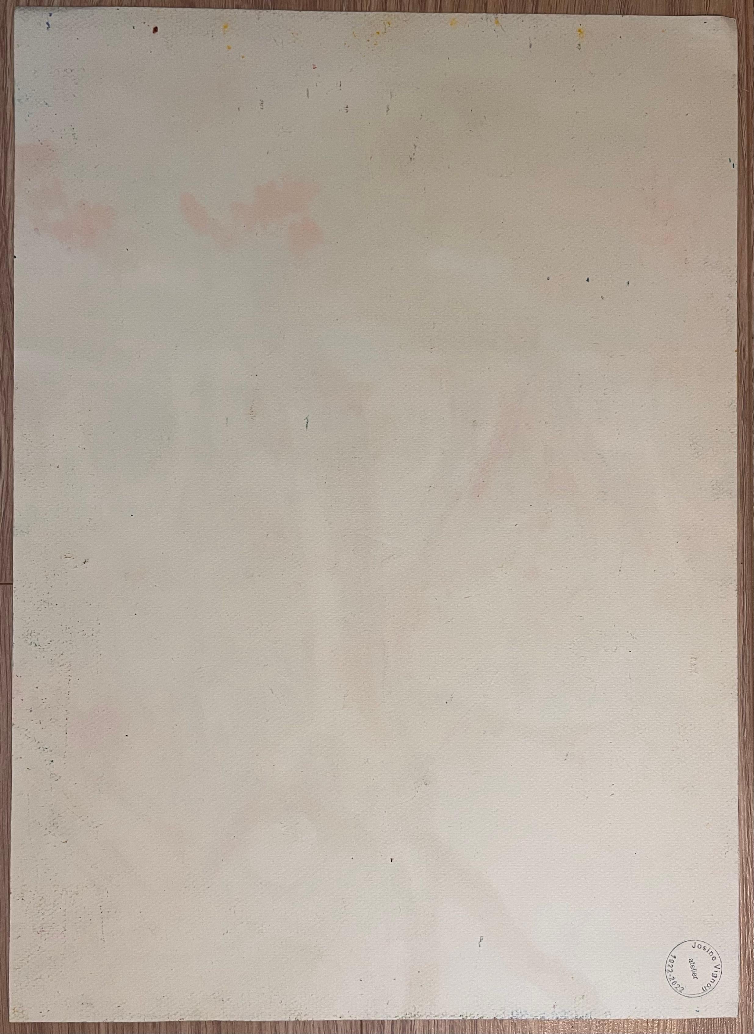 Pastel original français du milieu du siècle représentant un verger éclairé par le soleil en vente 2