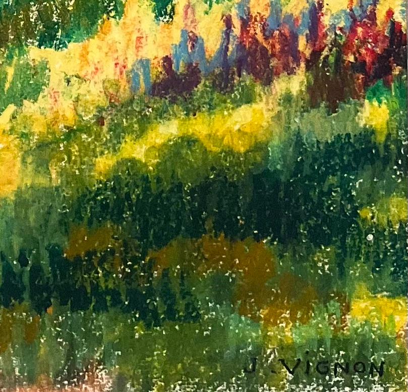 Französisches Original-Pastellgemälde der sonnenbeschienenen Landschaft der Provence aus der Mitte des Jahrhunderts im Angebot 2