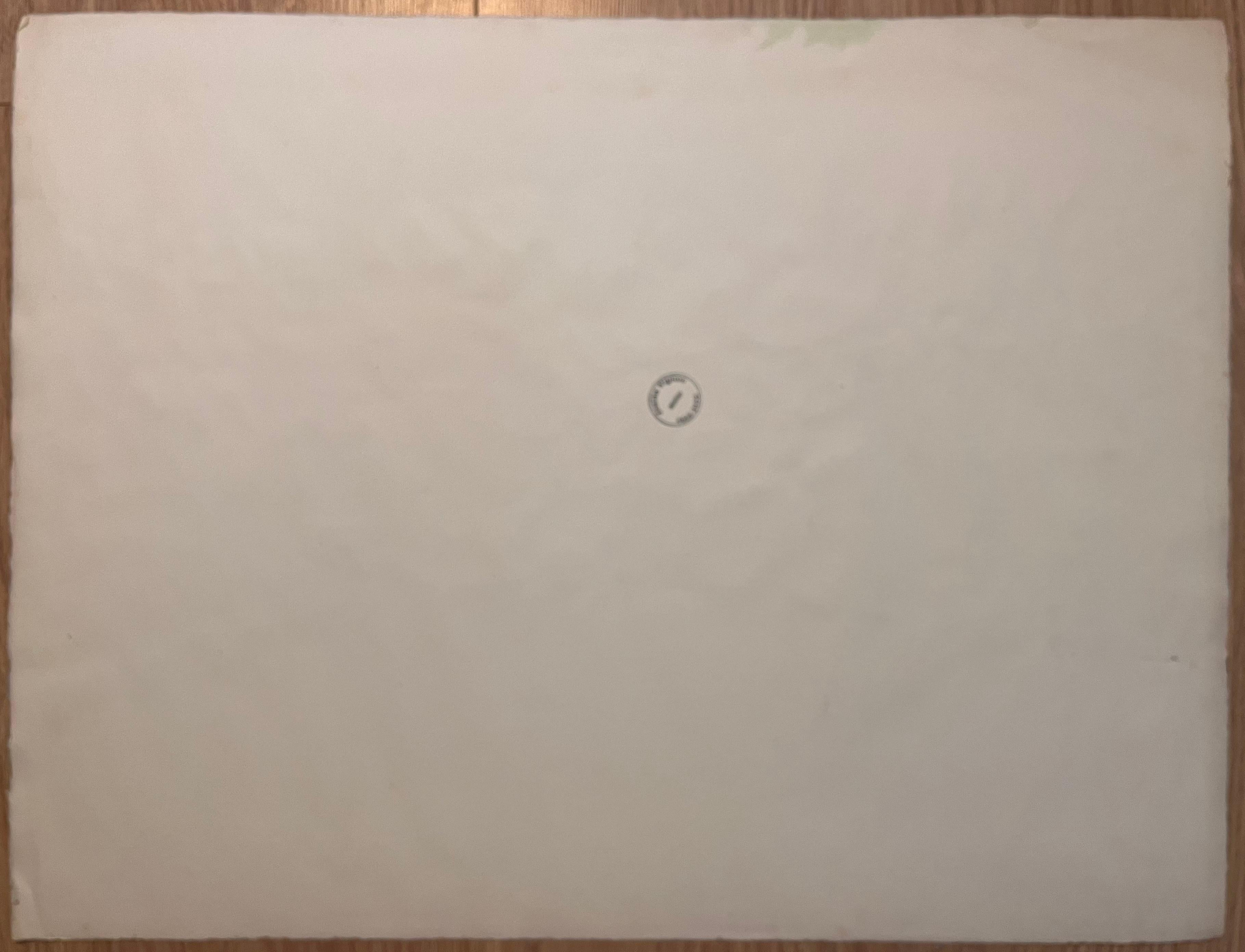 Mid Century Französisch Original Aquarell von Sunlit Fields im Angebot 3