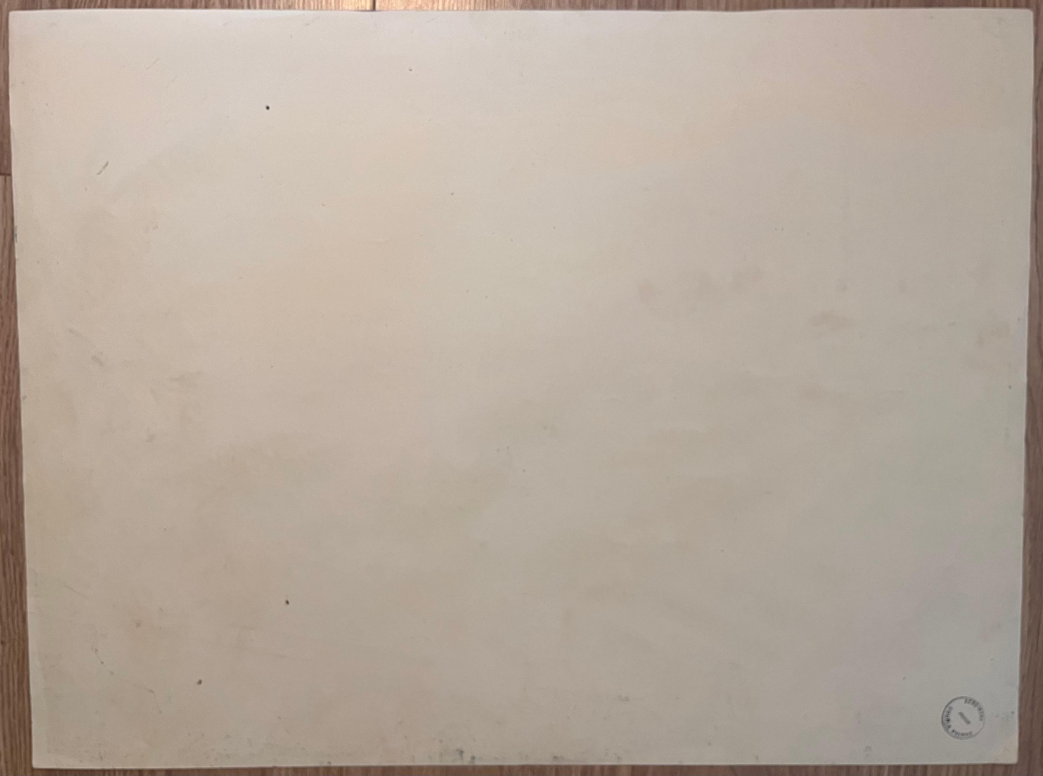Dessin au pastel français du milieu du siècle représentant une colline côtière avec vue sur la mer et la Townes en vente 3