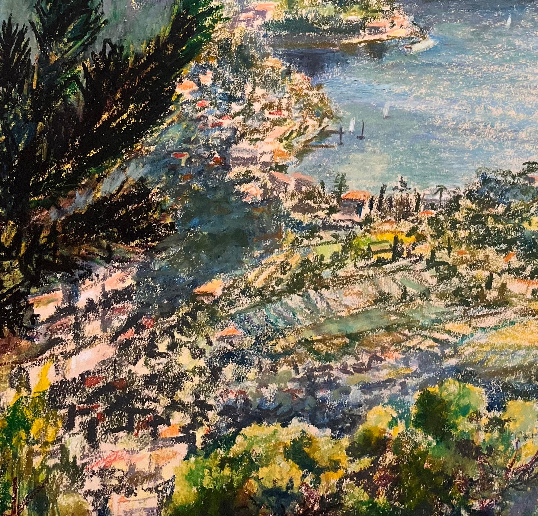 Disegno a pastello della metà del secolo scorso di una veduta costiera di CAP Ferret in vendita 1