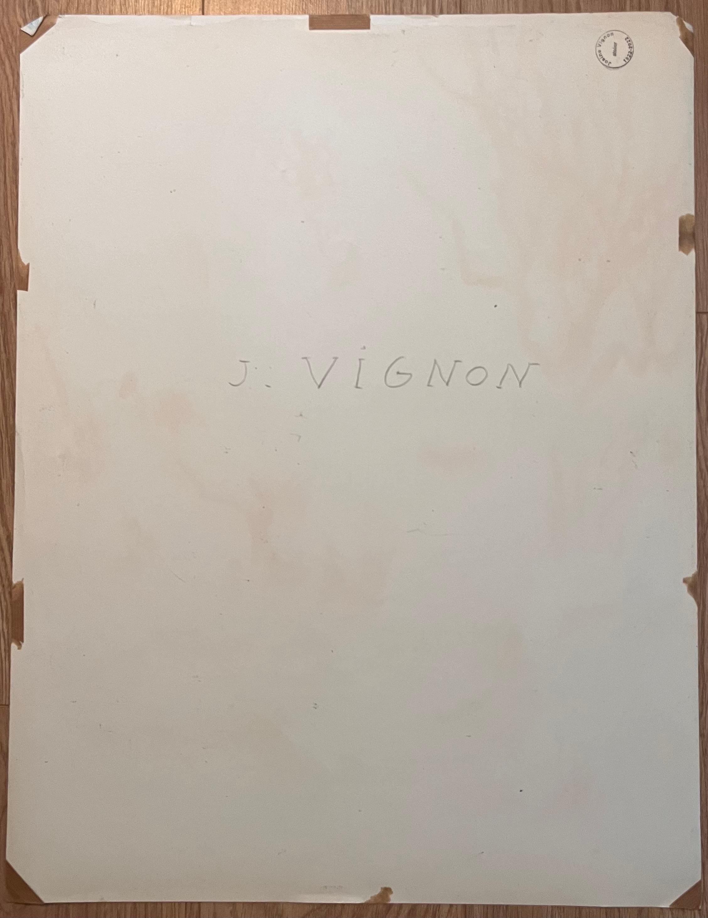 Dessin au pastel français du milieu du siècle représentant un jardin ensoleillé avec des arbres en fleurs en vente 1