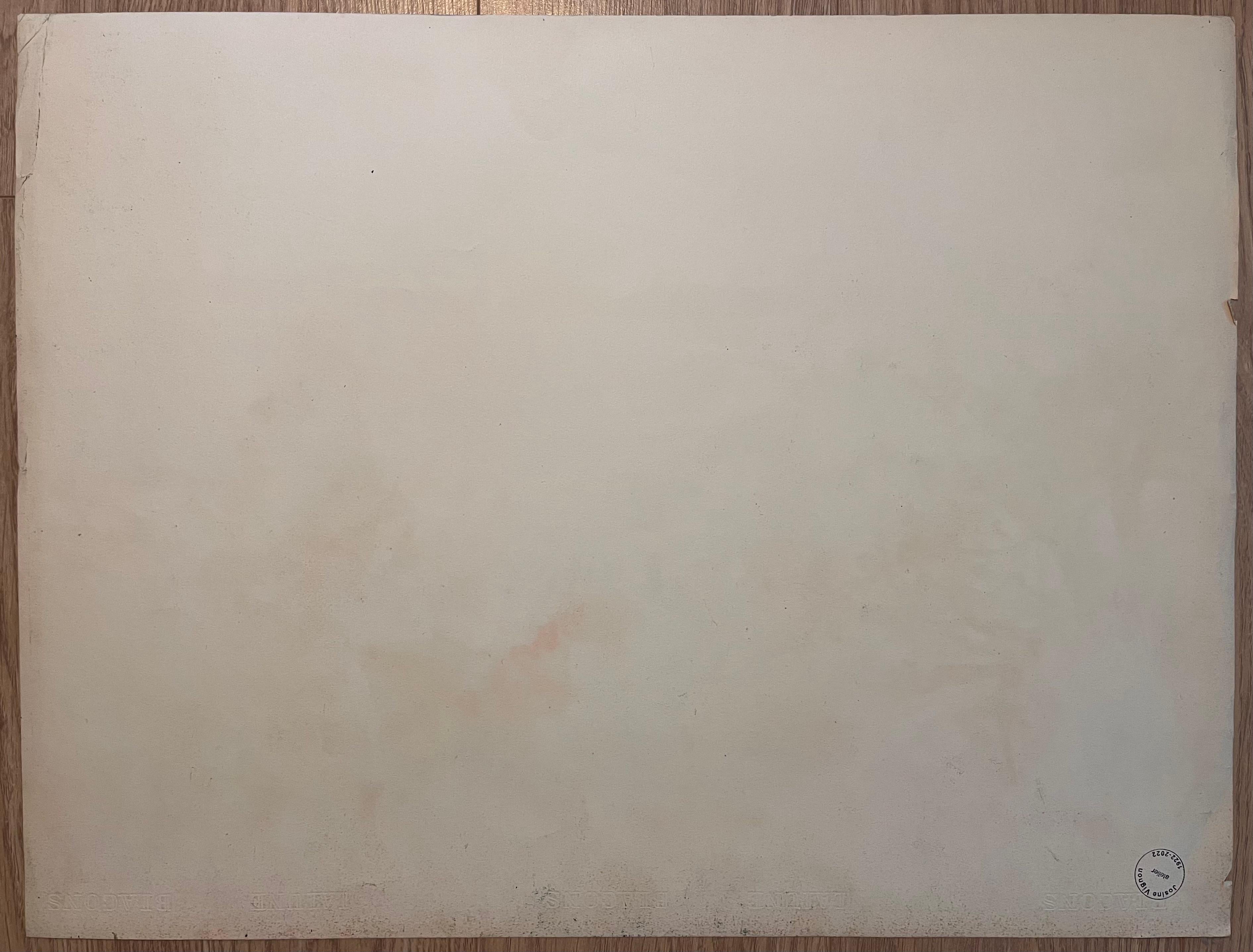 Dessin au pastel du milieu du siècle représentant une ville et une vue de la mer avec des arbres ensoleillés en vente 3