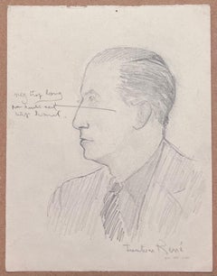 Mid Century French Pencil Portrait of a Posed Gentleman
