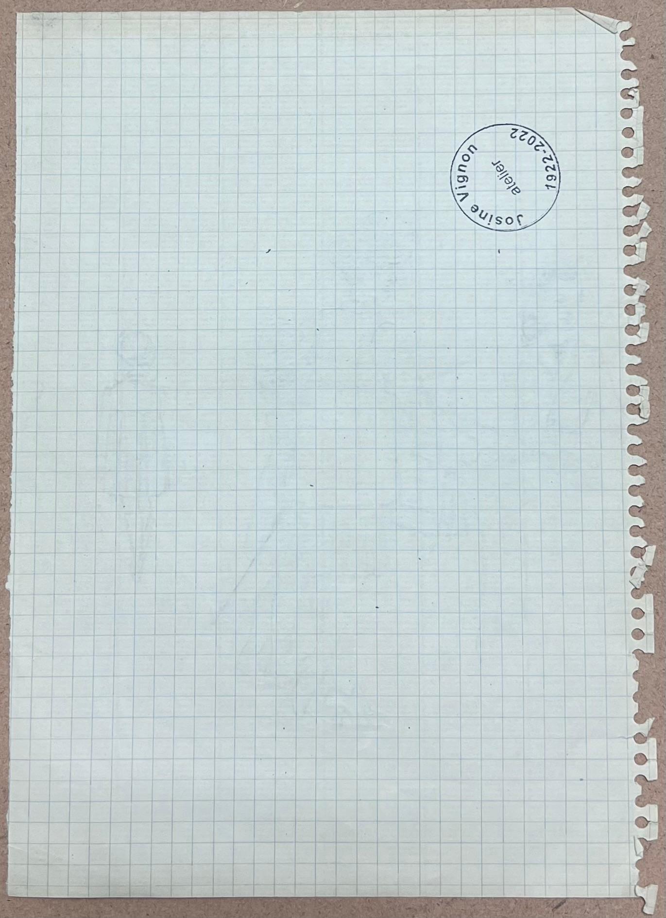 Französisches Porträt aus der Mitte des Jahrhunderts 
Josine Vignon (Französisch 1922-2022)
Medium: Bleistift/Kohle auf Künstlerpapier, doppelseitig 
Größe: 13 (Höhe) x 10 (Breite)
Gestempelt Verso
Zustand: Gut
Provenienz: Alle Gemälde, die wir von