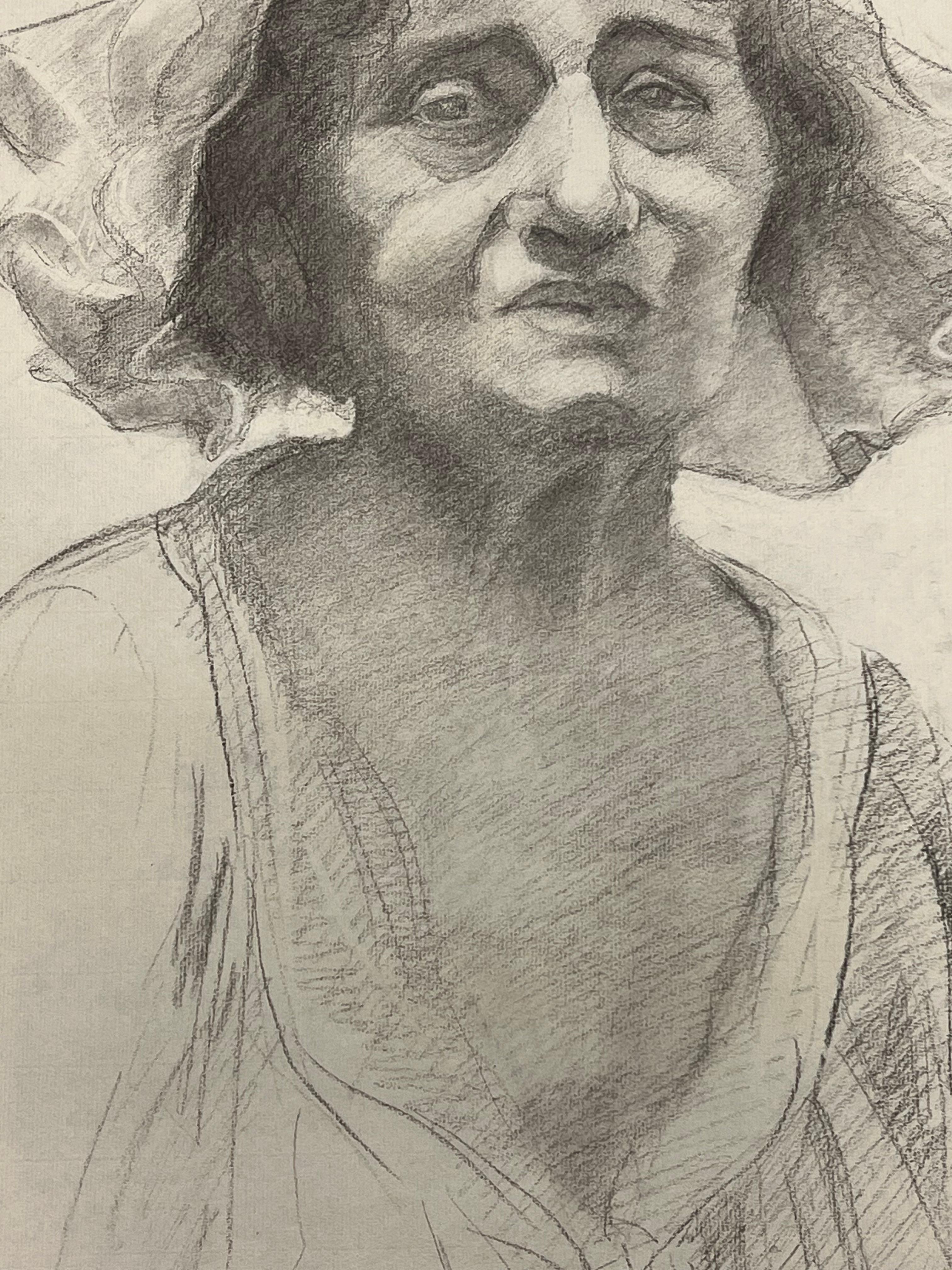 Ritratto di donna anziana con foulard della metà del secolo scorso in Francia - Painting Postimpressionismo di Josine Vignon