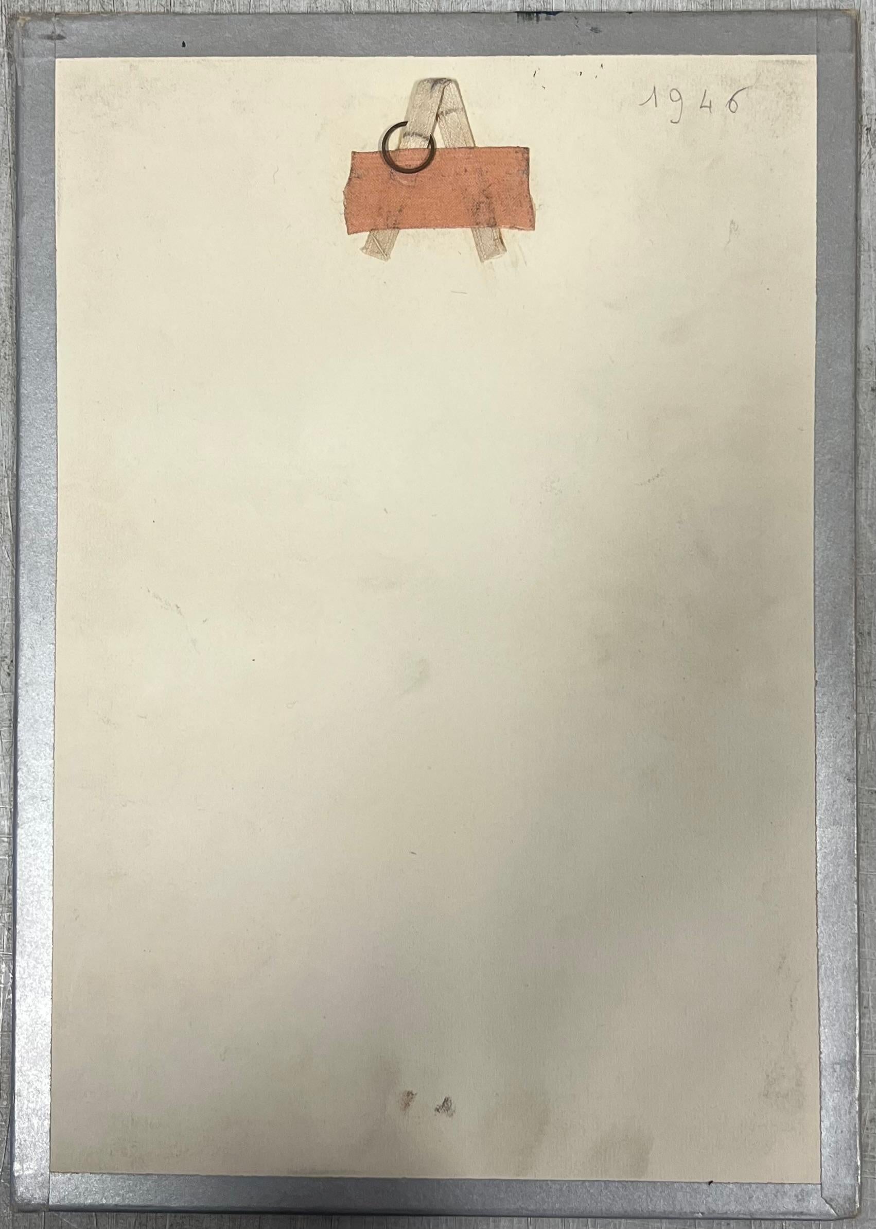 Französisches Porträt sitzende Frau mit Kreuz-Halskette, Studie, Mitte des Jahrhunderts (Post-Impressionismus), Art, von Josine Vignon