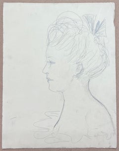 Mid Century French Side Profile Portrait of a Lady with a Vintage Hairstyle