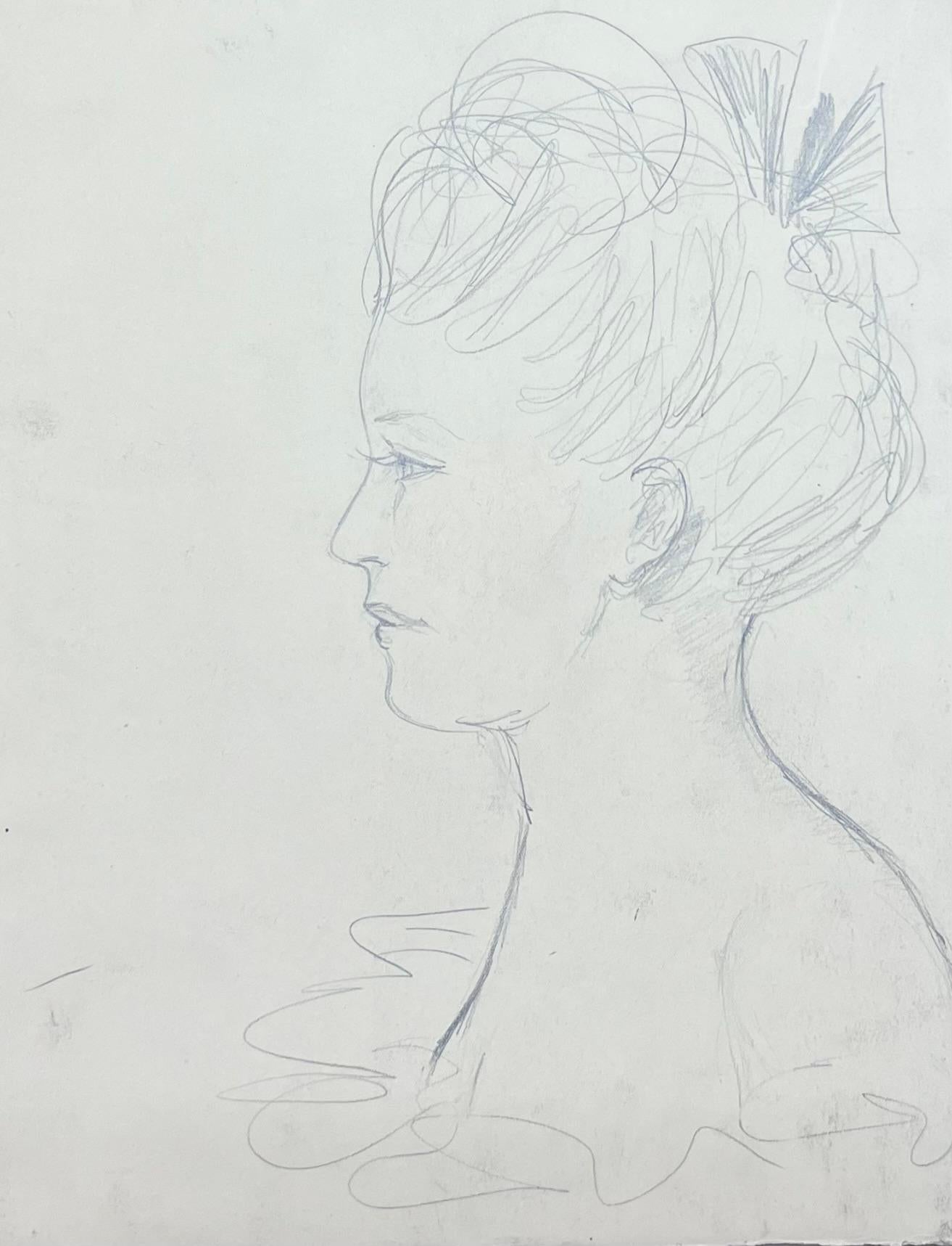 Mid Century French Side Profile Portrait of a Lady with a Vintage Hairstyle