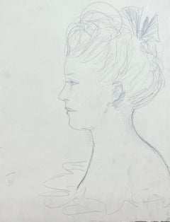 Retrato de perfil francés de mediados de siglo de una dama con peinado de época