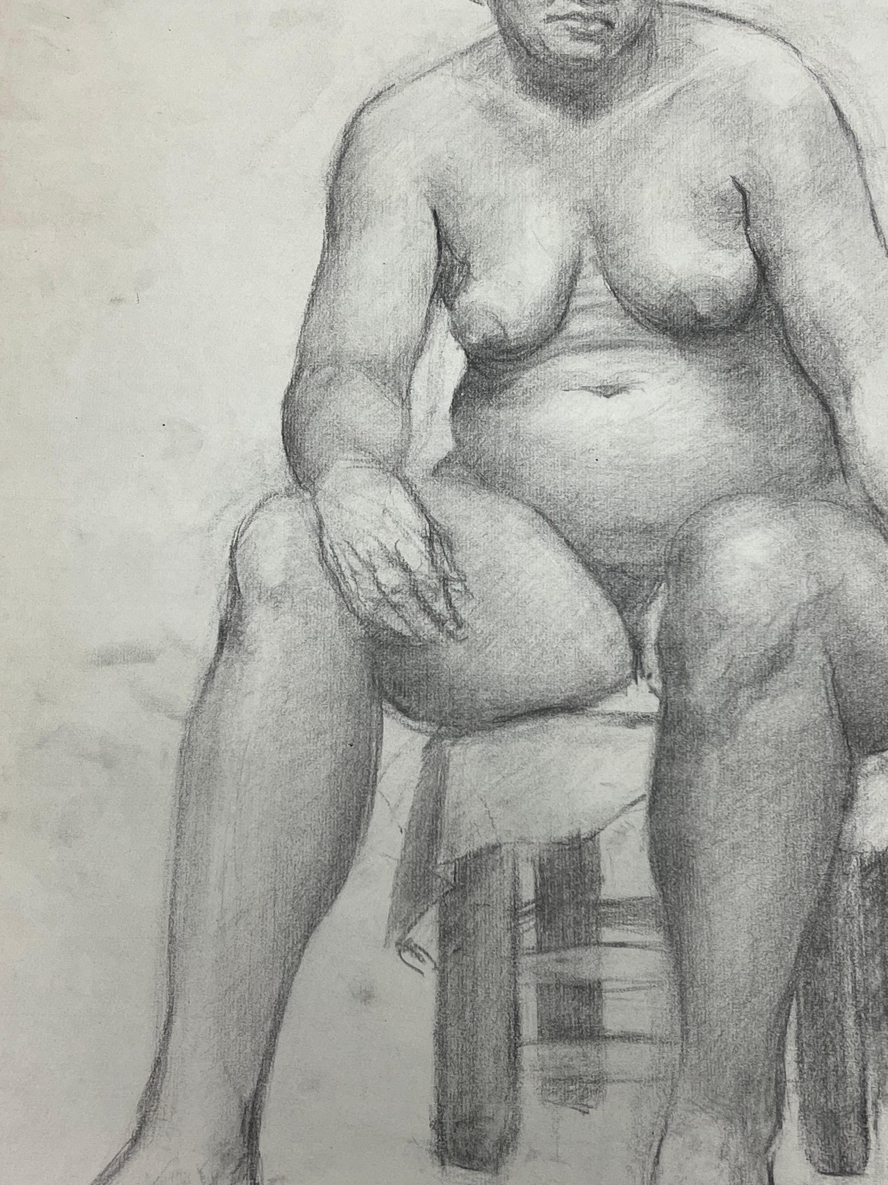 Mid Century French Study of a Seated Nude Woman For Sale 1