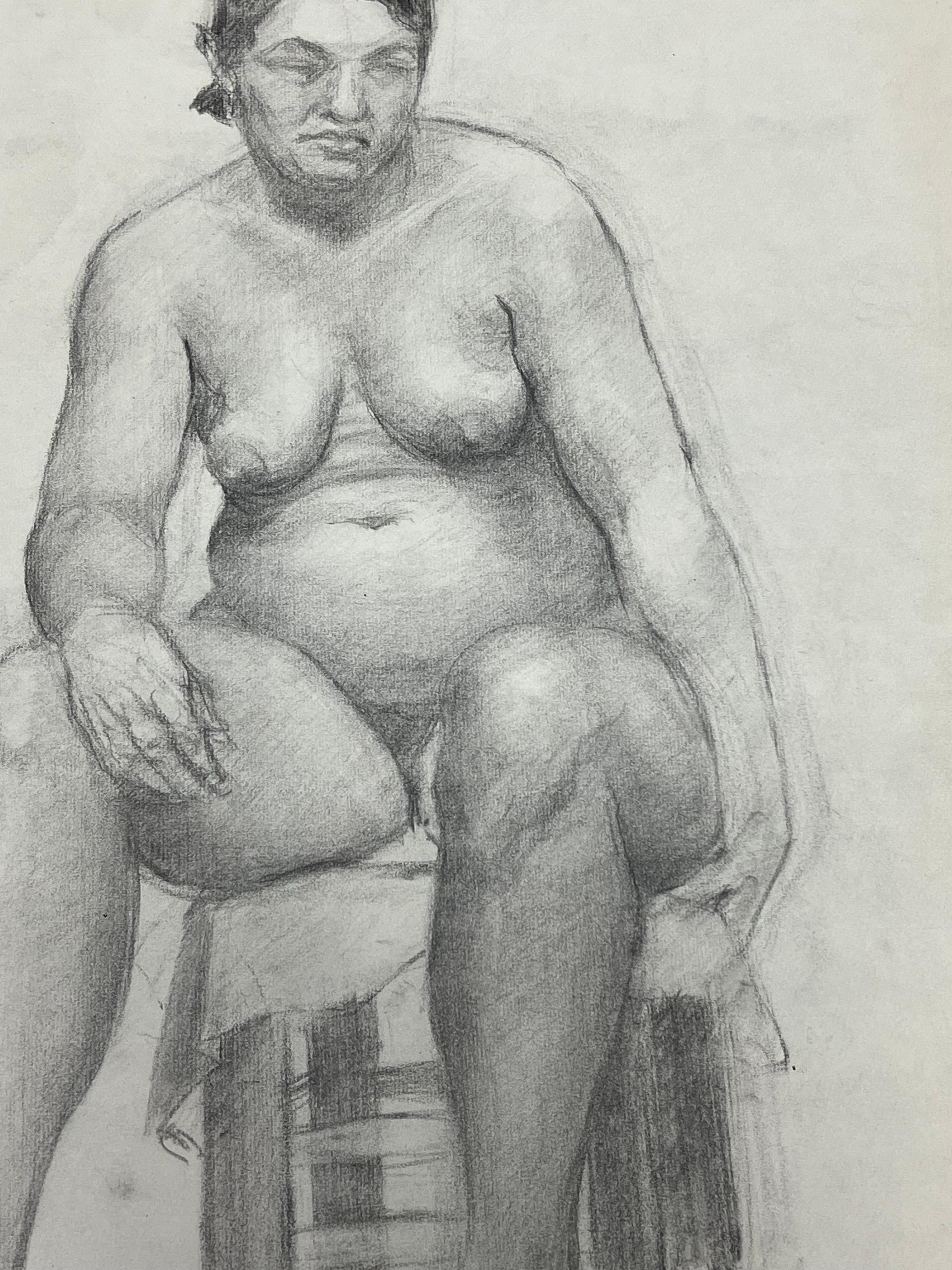 Mid Century French Study of a Seated Nude Woman For Sale 2