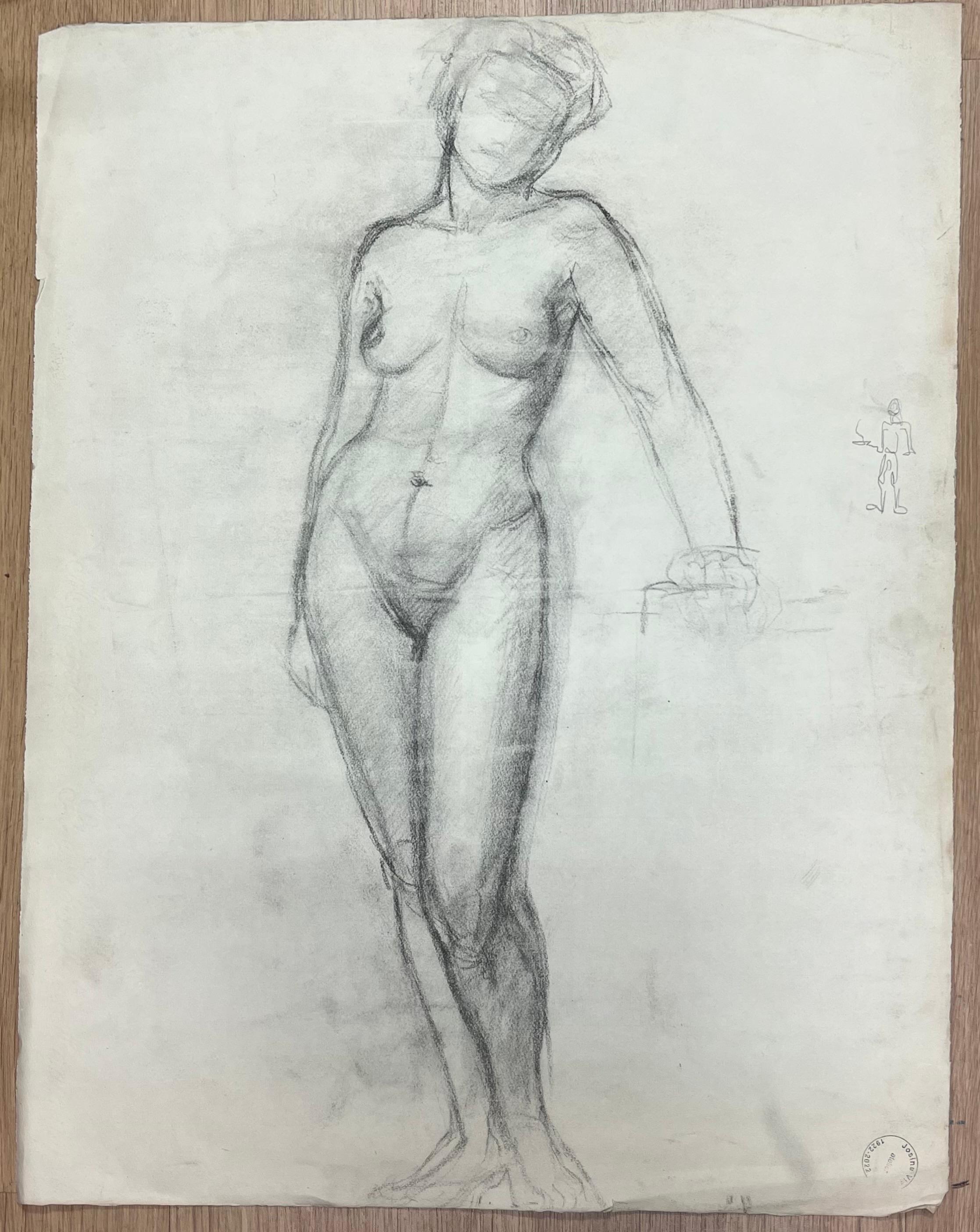 Mid Century French Study of a Seated Nude Woman For Sale 3