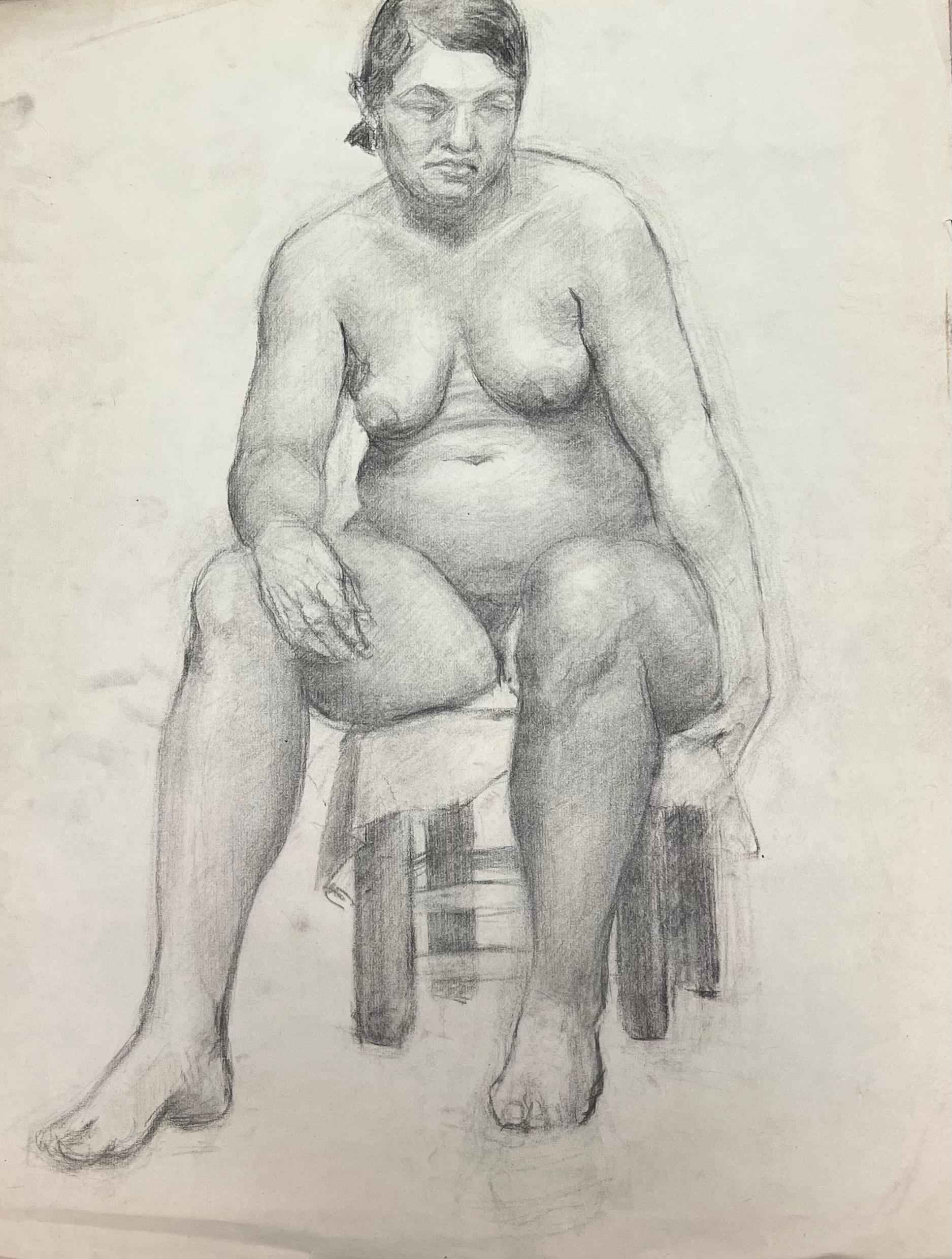 Studio di donna nuda seduta della metà del secolo scorso in Francia