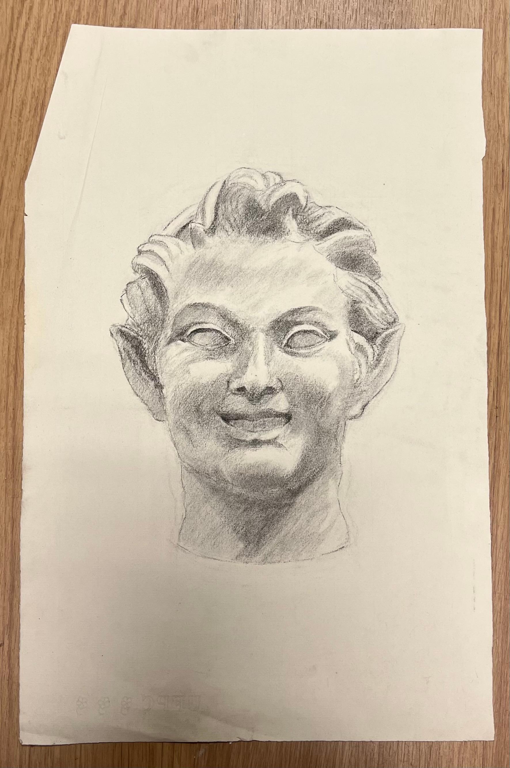 Mid Century French Study of a Smiling Mythical Bust - Art by Josine Vignon