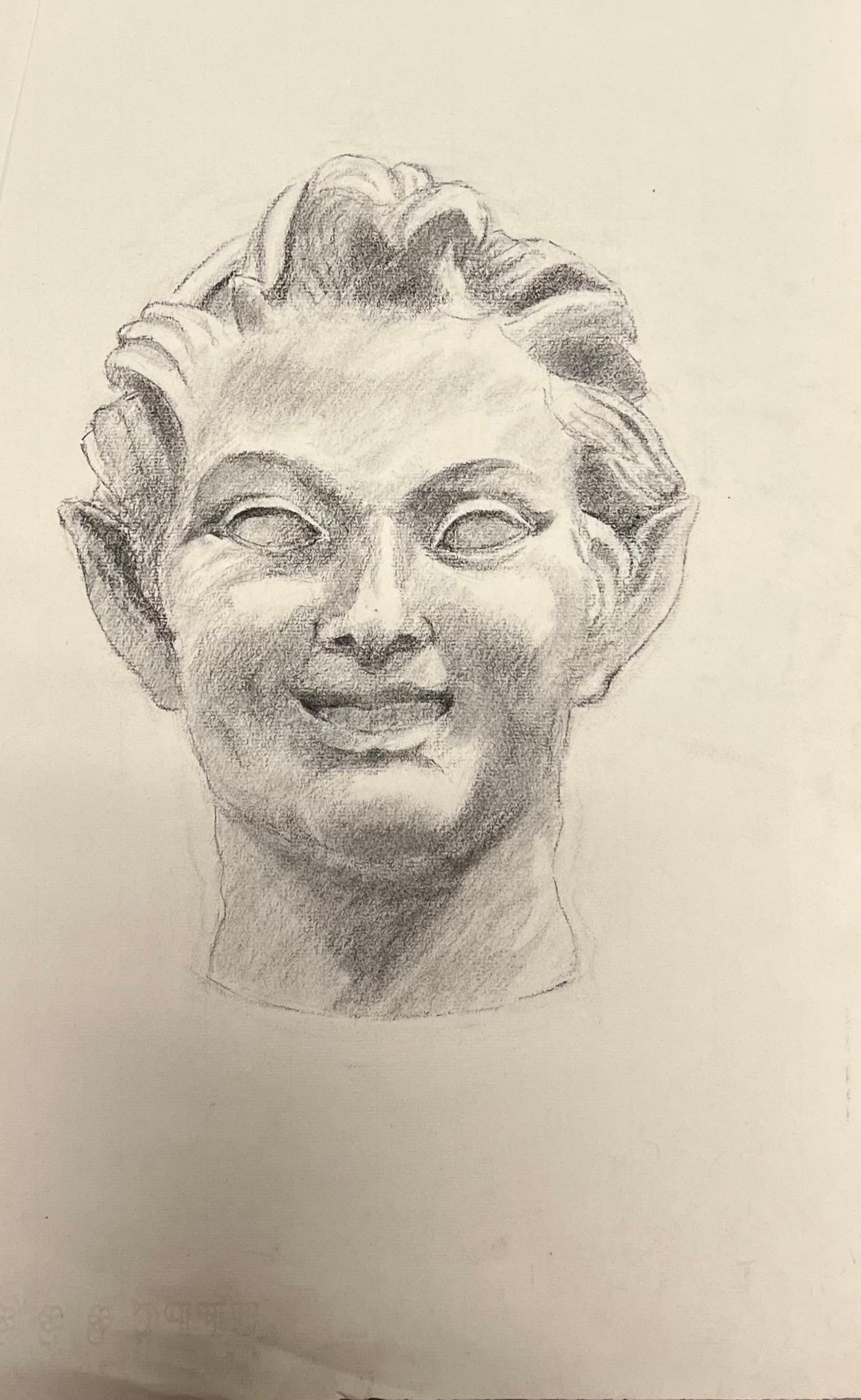 Josine Vignon Figurative Art - Mid Century French Study of a Smiling Mythical Bust