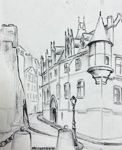 Mid Century Illustration Town Corner Of The French Village