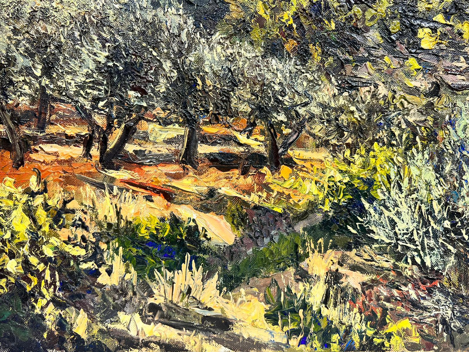 Olive Groves in Provence - Huile d'origine post-impressionniste franaise signe, annes 1960 - Painting de Josine Vignon
