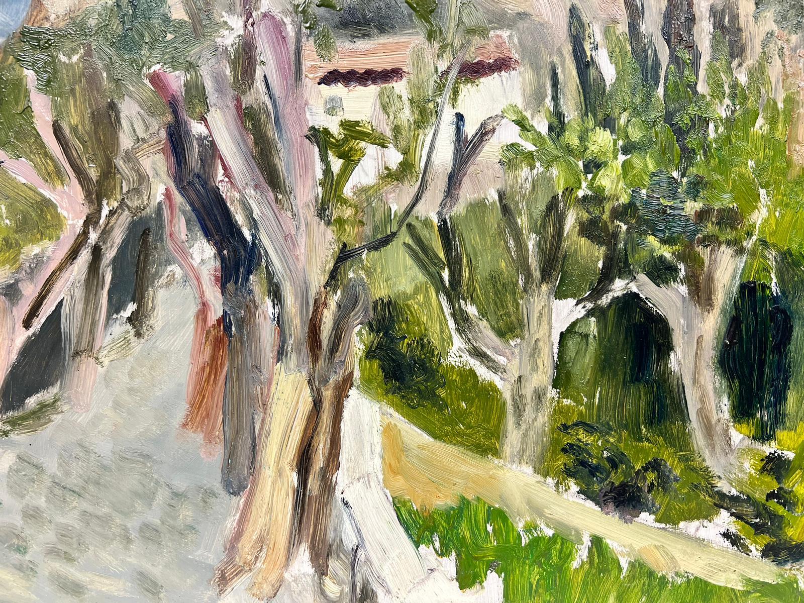 Olive Tree Path to Provence Building Thick Oil Impasto Landscape For Sale 2