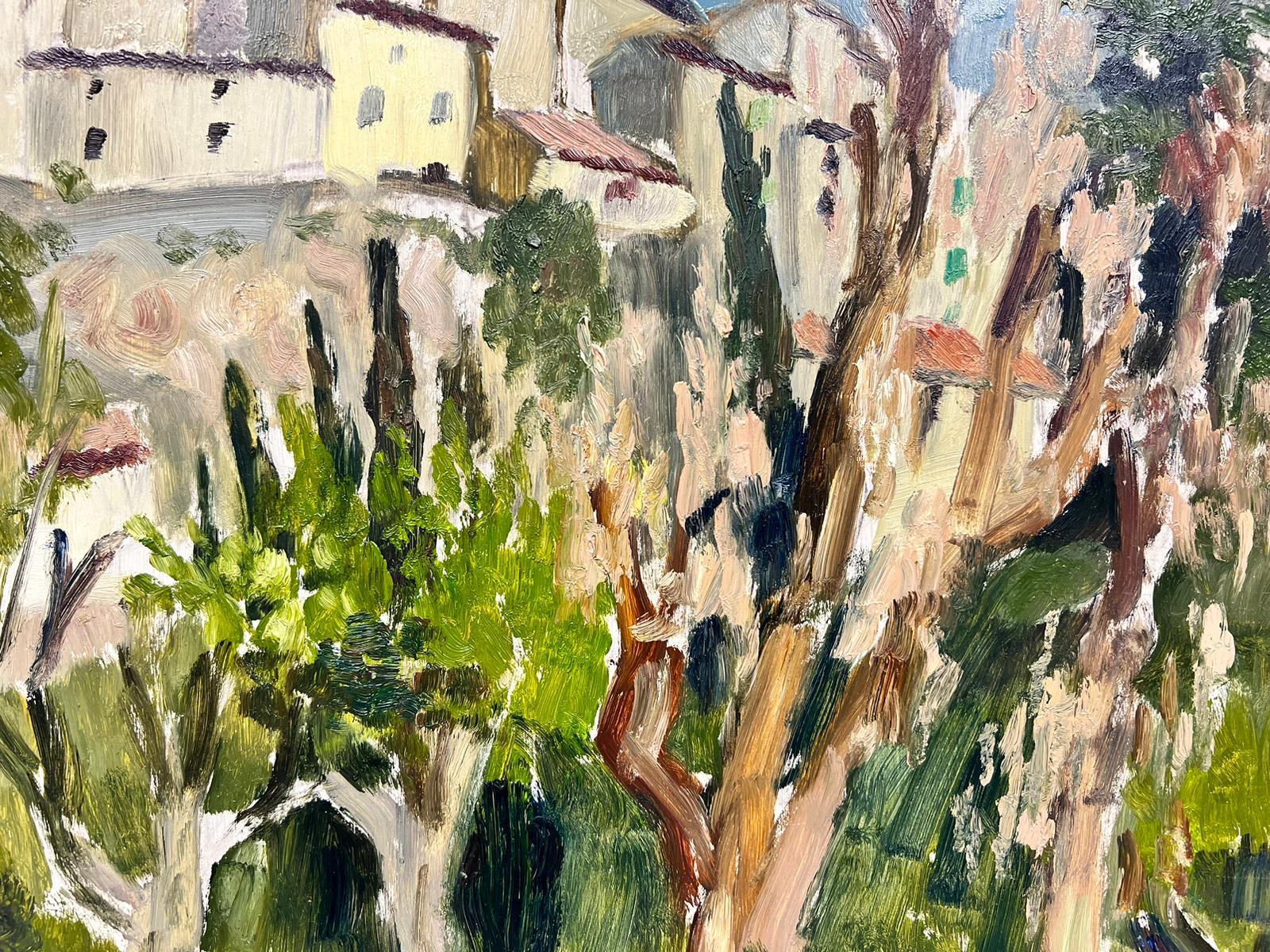 Olive Tree Path to Provence Building Thick Oil Impasto Landscape For Sale 4
