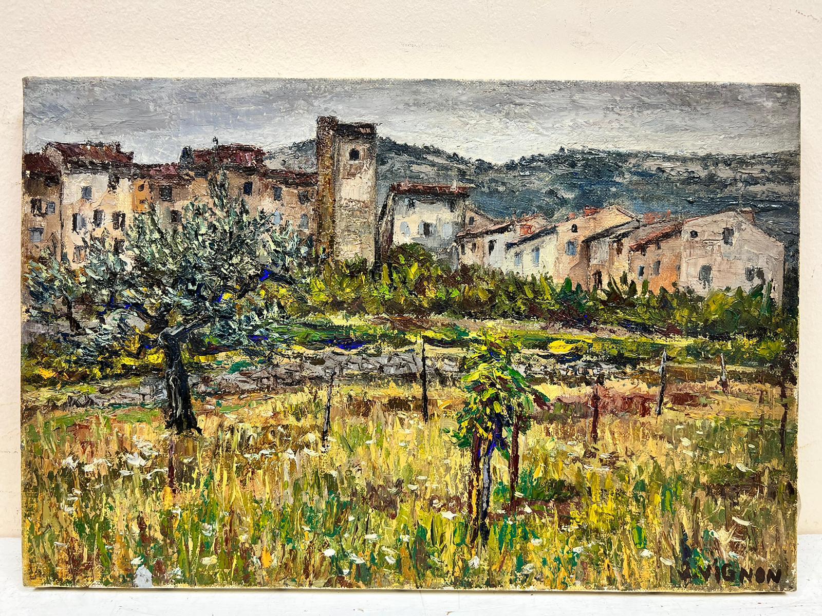 Peinture  l'huile post-impressionniste franaise  Olive Trees in Provence  signe, annes 1960 - Painting de Josine Vignon