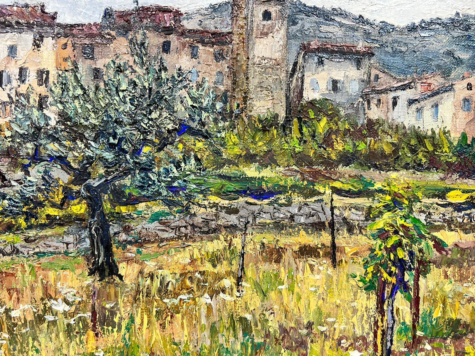 Provence Olive Groves
by Josine Vignon (French 1922-2022)
signed on front and back
oil painting on canvas, unframed

canvas: 11 x 16 inches

Colors: Green colors, black, brown, beige, grey and blue

Very good condition

Provenance: from the artists