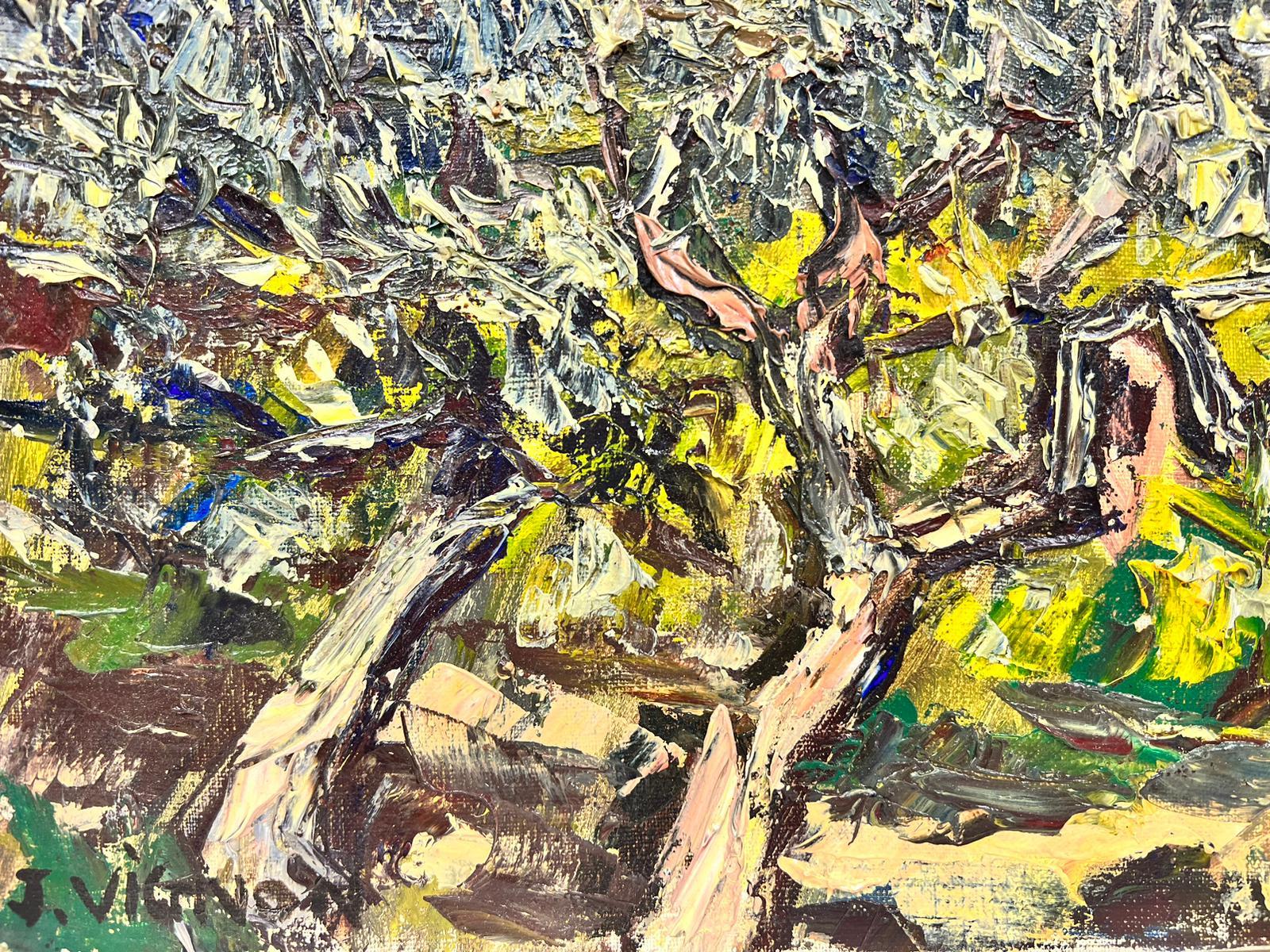 Olivi in Provenza Olio francese post impressionista firmato anni '60 in vendita 1