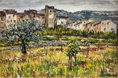 Olivos en la Provenza Óleo francés postimpresionista firmado Años 60