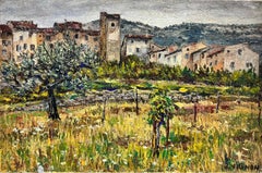 Peinture  l'huile post-impressionniste franaise  Olive Trees in Provence  signe, annes 1960