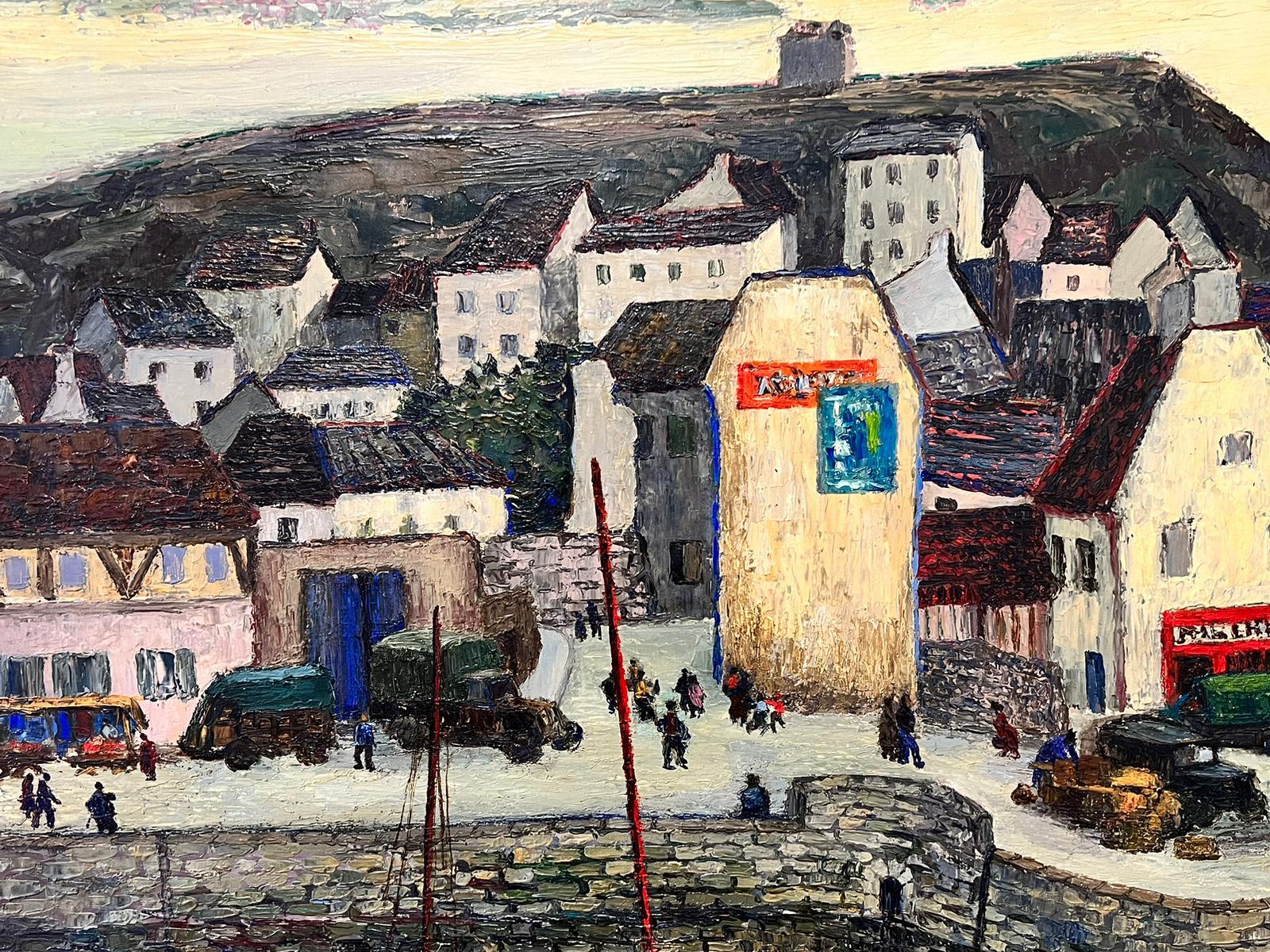 Port en Bessin Normandy Coastline Large 1960’s French Post Impressionist Oil For Sale 1