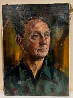 Portrait Of A Posed Man Post Impressionist Signed Oil