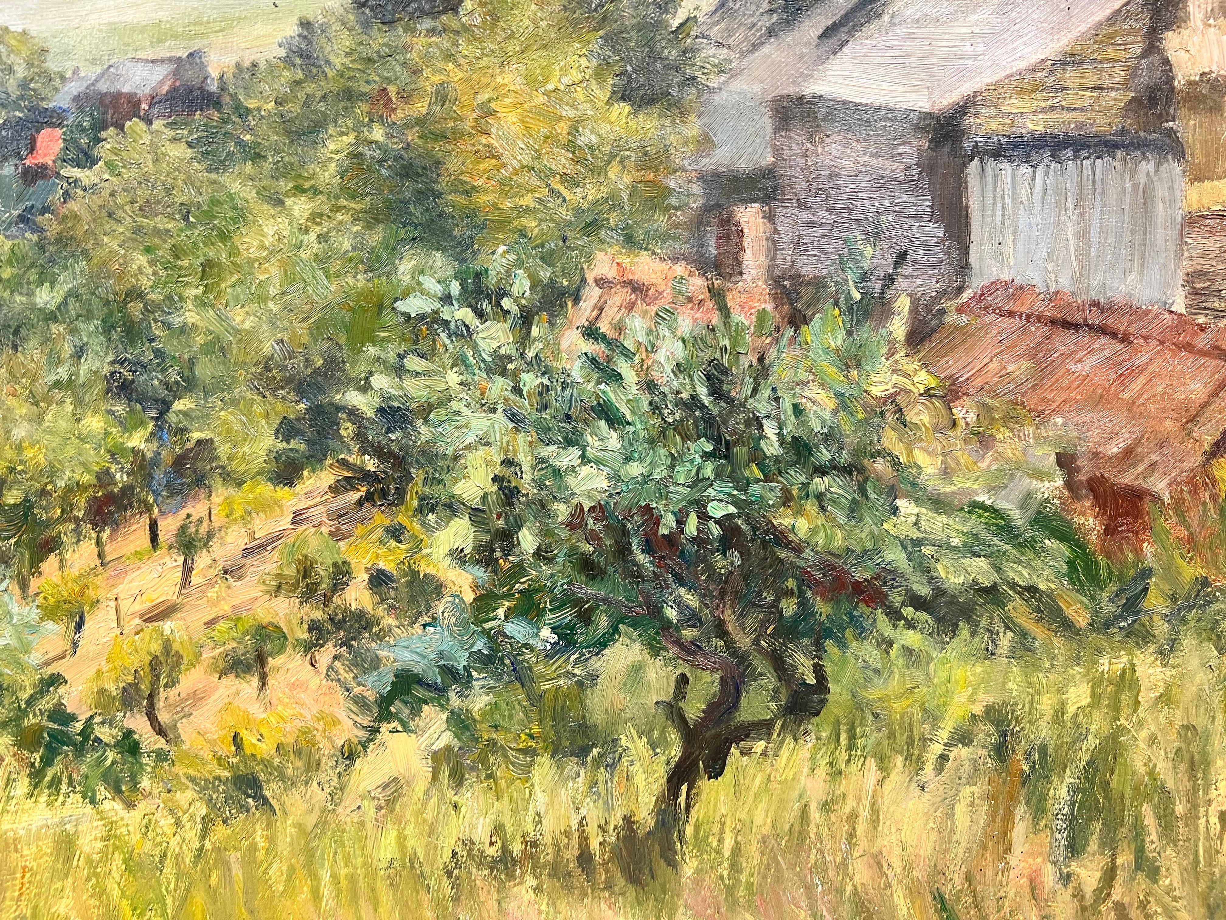 Post-Impressionist French Oil Beautiful Provencal Village & Windswept Trees For Sale 1