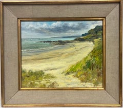 Post Impressionist French Oil Painting Open Beach Coastal Scene Blue Skies