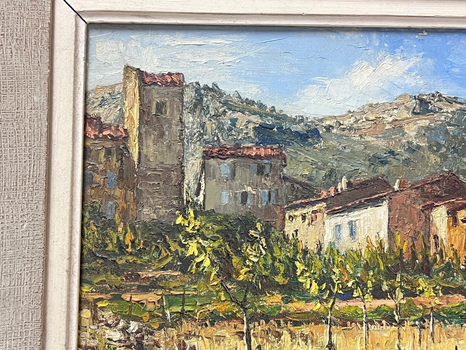 Provencal Village South of France 1960's French Post-Impressionist Oil Painting For Sale 1